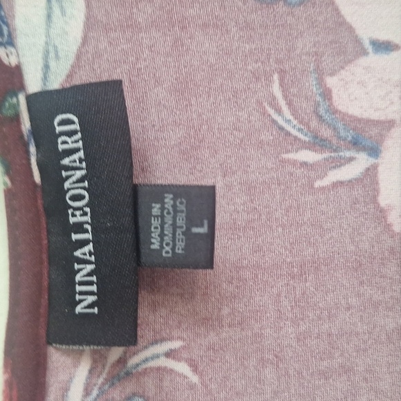 Nina Leonard Floral Wrap Dress, Size Large - Picture 6 of 8